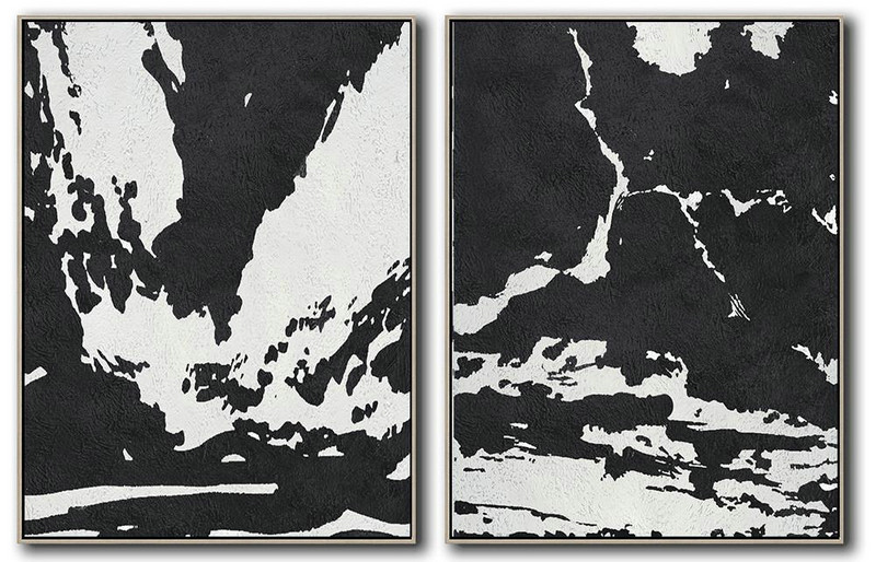 Large Abstract Art,Set Of 2 Minimal Painting On Canvas - Modern Art Oil Painting